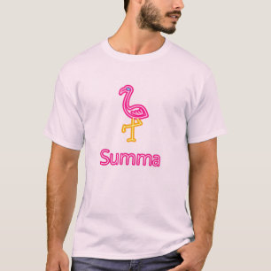 Neon Rosa Flamingo Summa (Sommar) T Shirt