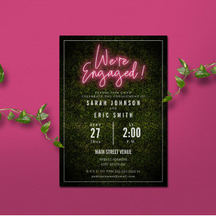 Neon Rosa Förlovningsfest Inbjudningar