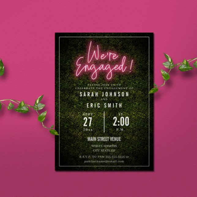 Neon Rosa Förlovningsfest Inbjudningar (Skapare uppladdad)