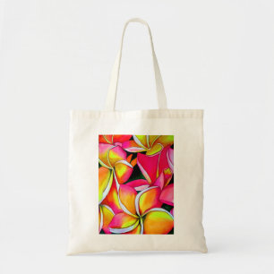 Neon rosa Frangipani Plumeria Strand konst blommor Tygkasse