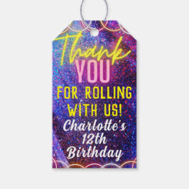 Neon Rosa Girl Girl Girl's Roller Skating Party Ta Presentetikett