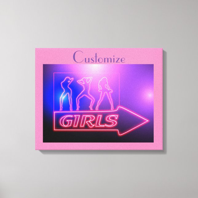 Neon Rosa Girls Sign Thunder_Cove Canvastryck (Framsida)