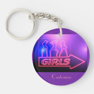 Neon Rosa Girls Sign Thunder_Cove Keychain