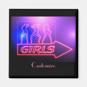 Neon Rosa Girls Sign Thunder_Cove Magnet