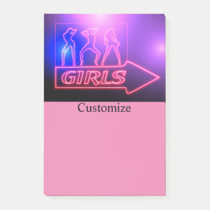 Neon Rosa Girls Sign Thunder_Cove Post-it Block