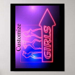Neon Rosa Girls Sign Thunder_Cove Poster
