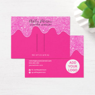 Neon rosa glitter droppar barrette hårklippsvisnin visitkort