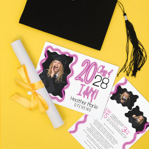 Neon Rosa Glow Class of 2025 Photo Studenten Inbjudningar