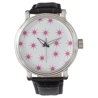 Neon Rosa Glowing Stars Mönster Armbandsur