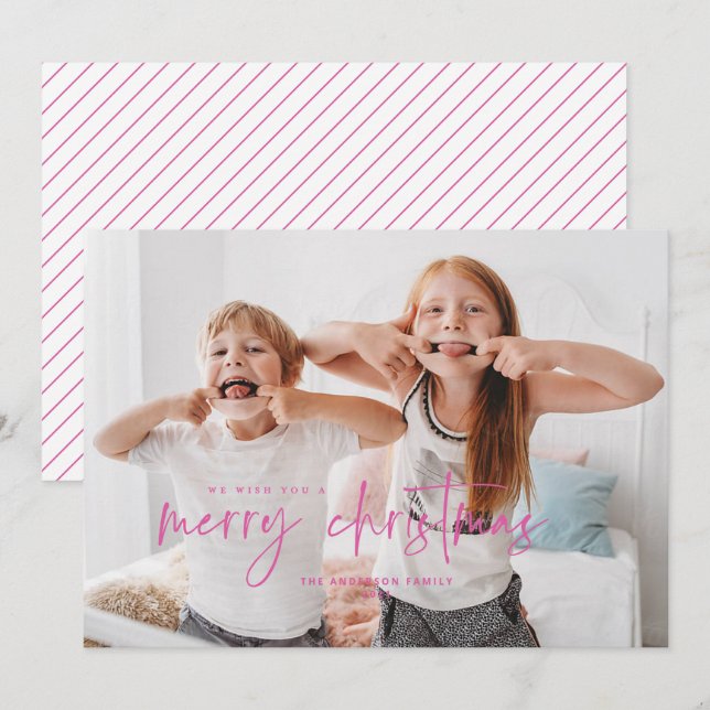 Neon Rosa Gör Andarna Ljusglada Jul  Inbjudningar (Fram/baksida)