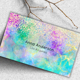 Neon Rosa Grön Lila Opalsten Guld Glitter Visitkort