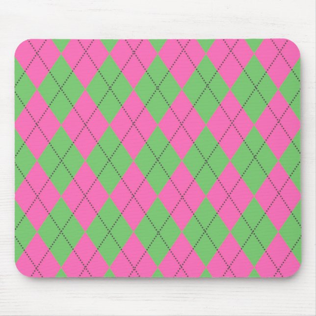 Neon Rosa Grönt Diagonal Geometric Y2K Mönster Musmatta (Framsidan)