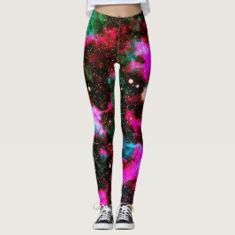 Neon Rosa Grönt Galaxy Yoga Leggings