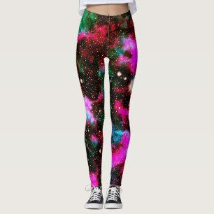 Neon Rosa Grönt Galaxy Yoga Leggings