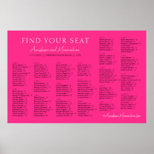 Neon rosa grundläggande alfabetisk sittplan för br poster