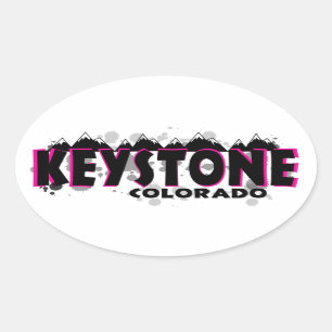 Neon rosa grunge Keystone Colorado Ovalt Klistermärke