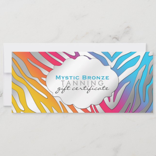 Neon Rosa & Gul Zebraprint Presentkort (Framsida)