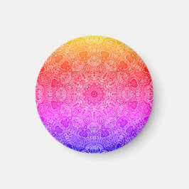 Neon Rosa Gult Blått Mandala Kalejdoskopiskt Motiv Magnet