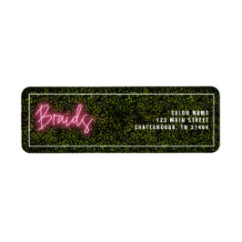 Neon Rosa Hair Salon Braids Professionell Label Returadress Etikett