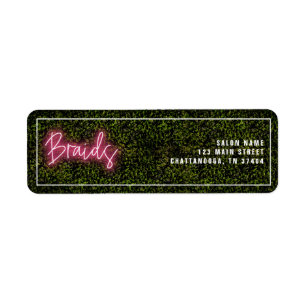 Neon Rosa Hair Salon Braids Professionell Label Returadress Etikett