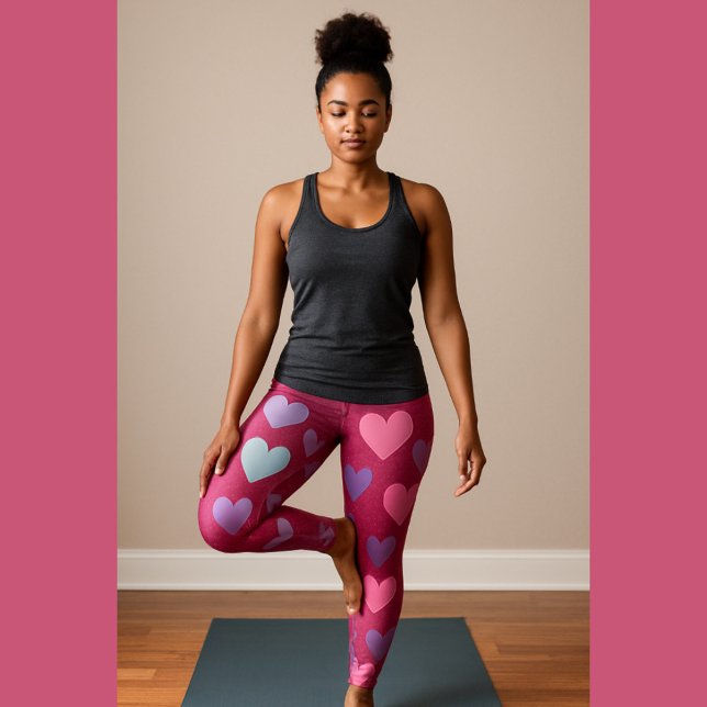 Neon Rosa Heart Mönster Leggings (Skapare uppladdad)