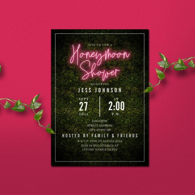 Neon Rosa Honeymoon Dusch Inbjudningar (Skapare uppladdad)