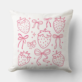 Neon Rosa Jordgubbar och Slingor Kawaii Design Kudde