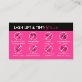Neon Rosa Lash Hiss Tint Aftercare Instruction Visitkort