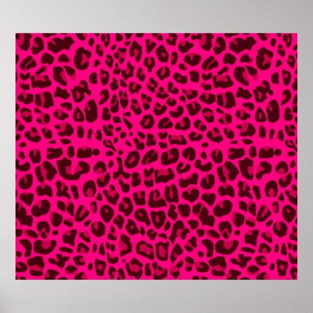 Neon rosa leopard print mönster poster (Framsidan)