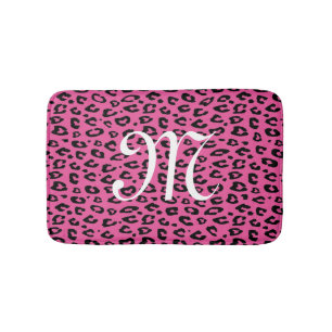 Neon rosa leoparddjur tryckt monogram badmatta badrumsmatta