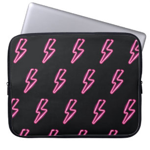 Neon Rosa Lightning: Mörkens bakgrund. Laptop Fodral