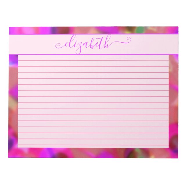 Neon Rosa & Lila Abstrakt Vattenfärg Anteckningsblock (Framsida)