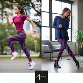 Neon Rosa Lila Glitch Diagonal Rand Leggings