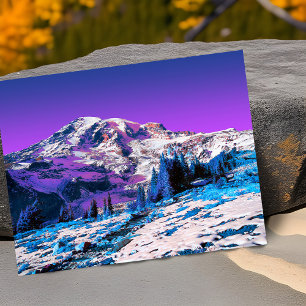 Neon Rosa Lila Mountain Mt. Rainier Washington Kort