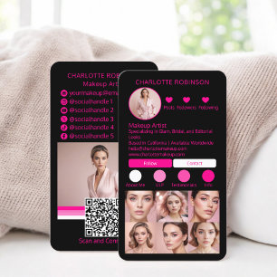 Neon Rosa Makeup skönhet Social Media Influencer Visitkort