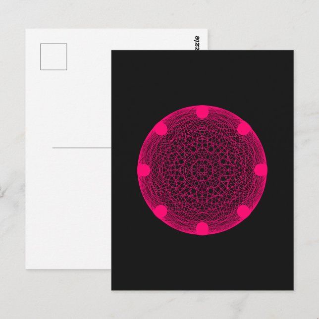 Neon Rosa Mandala-vykort - Anpassade Vykort (Fram/baksida)