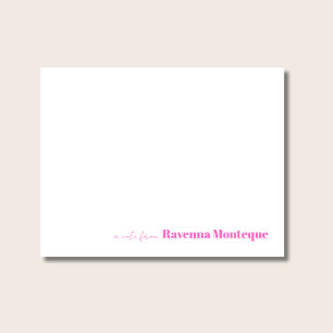 Neon Rosa Minimalistisk Personlig Namn Elegant Anteckningskort