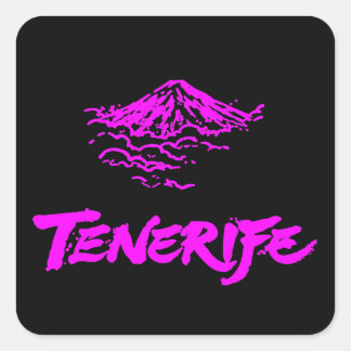 Neon Rosa Mount Teide Teneriffa Vulkan Fyrkantigt Klistermärke