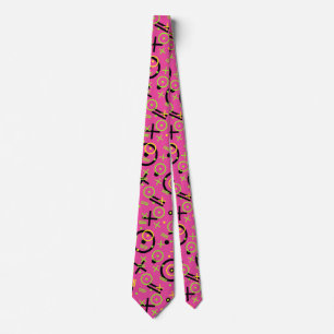 Neon Rosa och Blue Doodle Mönster Slips