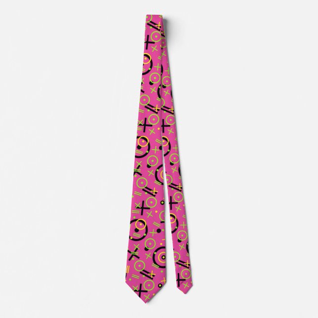 Neon Rosa och Blue Doodle Mönster Slips (Framsida)