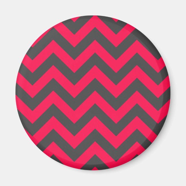 Neon Rosa och Grått Chevron Mönster Magnet (Framsidan)