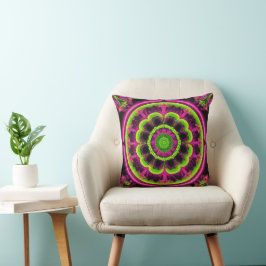 Neon Rosa och Grönt Kaleidoscope-design Kudde