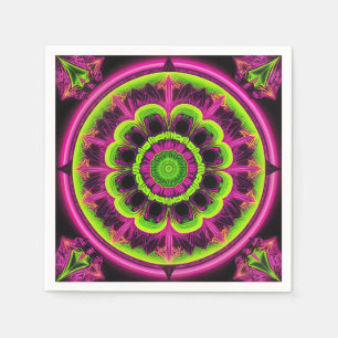 Neon Rosa och Grönt Kaleidoscope-design Pappersservett