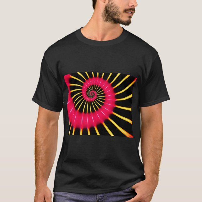 Neon Rosa Och Gul Spiral Fraktal - T-Shirt (Framsida)