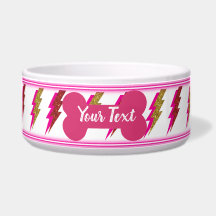 Neon Rosa och Guld Blixt Bold Glitter Pet Bowl