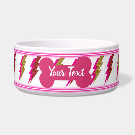 Neon Rosa och Guld Blixt Bold Glitter Pet Bowl