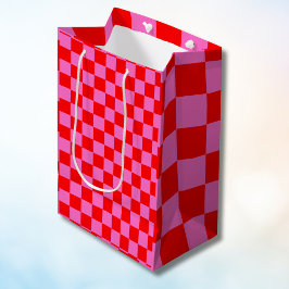Neon Rosa och Red Checkerboard Vintage
