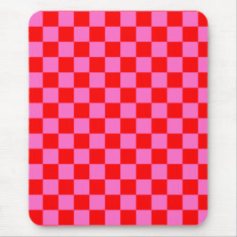 Neon Rosa och Red Checkerboard Vintage Musmatta
