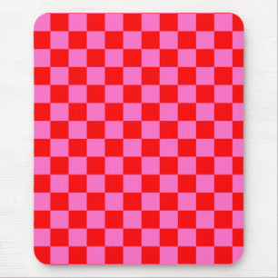 Neon Rosa och Red Checkerboard Vintage Musmatta