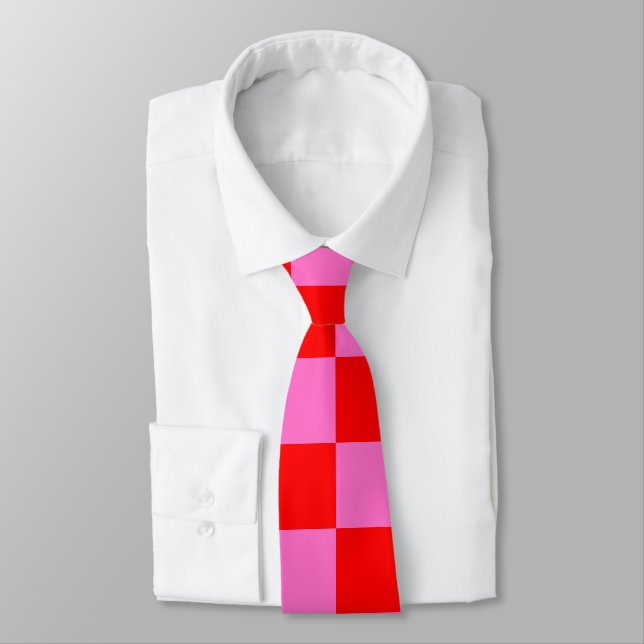 Neon Rosa och Red Checkerboard Vintage Slips (Bunden)
